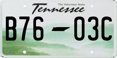 TN license plate B7603C