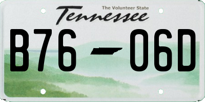TN license plate B7606D