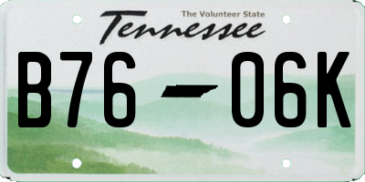 TN license plate B7606K