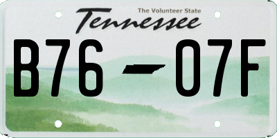 TN license plate B7607F