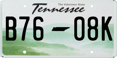 TN license plate B7608K