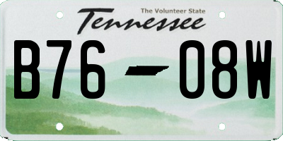 TN license plate B7608W