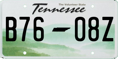 TN license plate B7608Z