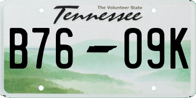 TN license plate B7609K
