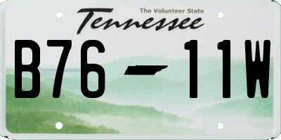 TN license plate B7611W