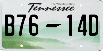 TN license plate B7614D