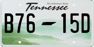 TN license plate B7615D