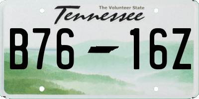 TN license plate B7616Z
