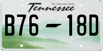 TN license plate B7618D