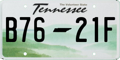 TN license plate B7621F