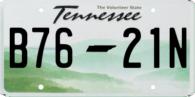 TN license plate B7621N