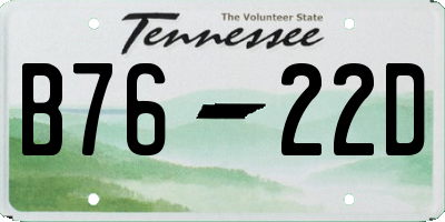 TN license plate B7622D