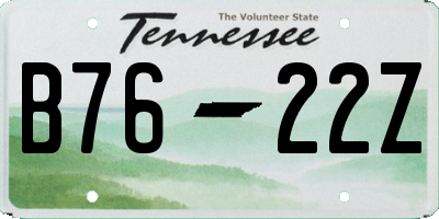 TN license plate B7622Z