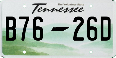 TN license plate B7626D