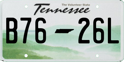 TN license plate B7626L