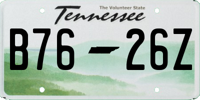 TN license plate B7626Z
