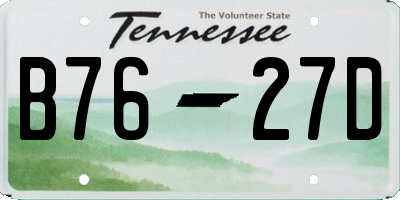 TN license plate B7627D