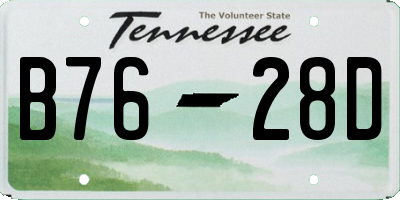 TN license plate B7628D