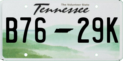 TN license plate B7629K