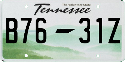 TN license plate B7631Z