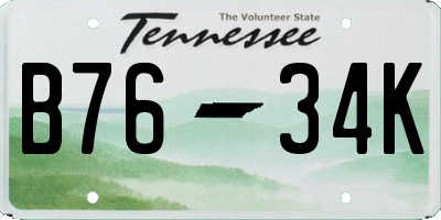 TN license plate B7634K