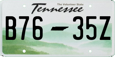 TN license plate B7635Z