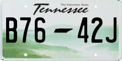 TN license plate B7642J