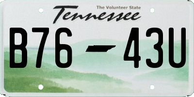 TN license plate B7643U