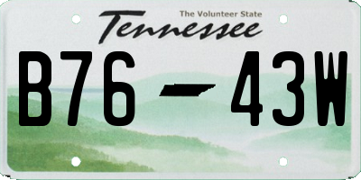 TN license plate B7643W