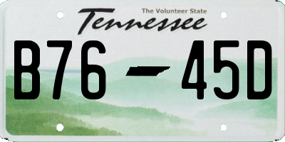 TN license plate B7645D