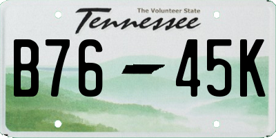 TN license plate B7645K