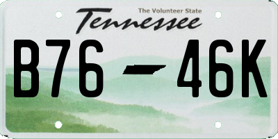 TN license plate B7646K