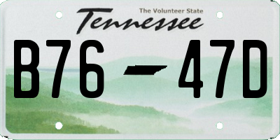 TN license plate B7647D