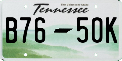 TN license plate B7650K