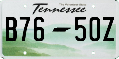 TN license plate B7650Z