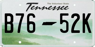 TN license plate B7652K