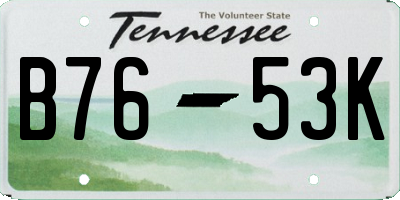 TN license plate B7653K