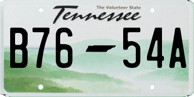 TN license plate B7654A