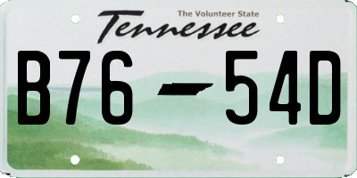 TN license plate B7654D