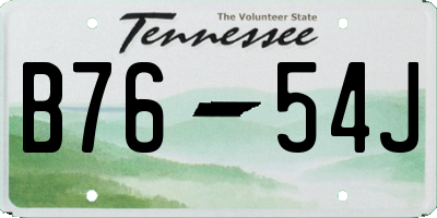 TN license plate B7654J