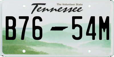 TN license plate B7654M