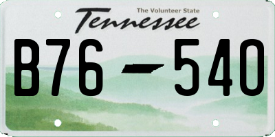 TN license plate B7654O