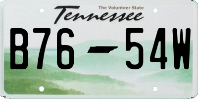 TN license plate B7654W