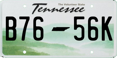 TN license plate B7656K