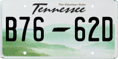 TN license plate B7662D