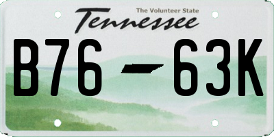 TN license plate B7663K