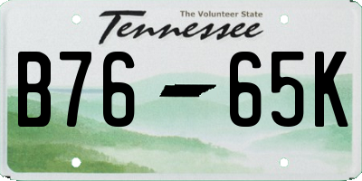 TN license plate B7665K
