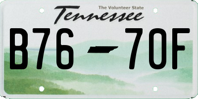TN license plate B7670F