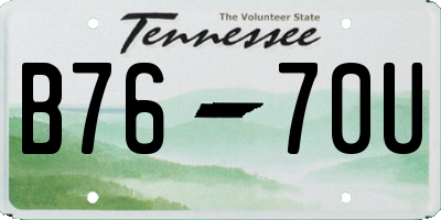 TN license plate B7670U