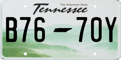 TN license plate B7670Y